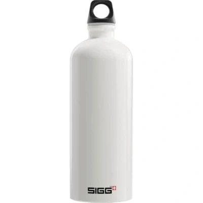 Abbildung von SIGG Alu Trinkflasche Traveller Weiß Klimaneutral Zertifiziert Für Kohlensäurehaltige Getränke Geeignet Auslaufsicher Federleicht BPA frei Outdoor 1L