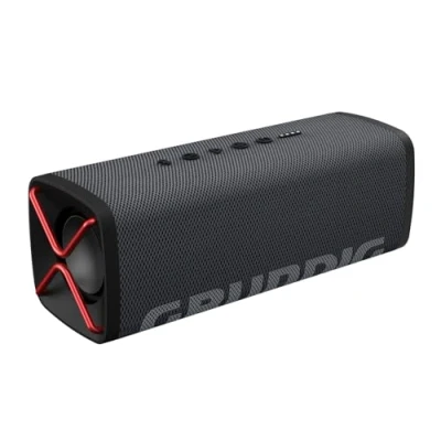 Abbildung von Grundig GBT Club Black Bluetooth Lautsprecher, Soundbox, Bass, 20 W RMS Gesamtausgangsleistung, bis zu Meter Reichweite, mehr als Std. Akkulaufzeit, Powerbank Funktion, Wasserdicht, Schwarz
