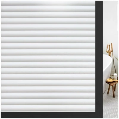 Abbildung von rabbitgoo blickdichte Fensterfolie Sichtschutzfolie Fenster Milchglasfolie Selbstklebend Folie Klebefolie für Bad Duschwand Streifen Jalousette 90 x 200 cm