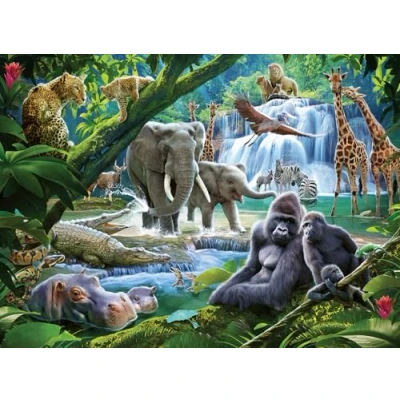 Abbildung von Ravensburger 12970 Tiere Jungle Families Puzzle mit extra großen, 100 Teile, für Kinder ab 6 Jahren, Mehrfarbig, 49 x 36 0,2 cm
