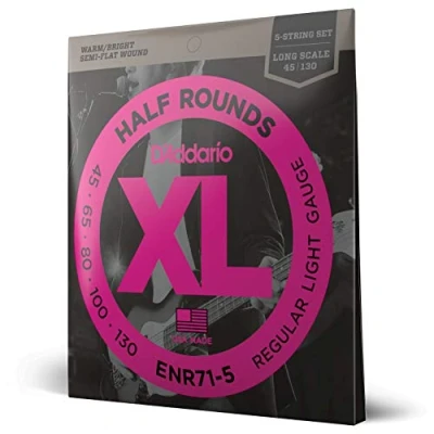Abbildung von D&#039;Addario E Bass Gitarrensaiten Saiten Bassgitarre Strings Guitar ENR71 5 Saiter XL Nickel Saitensatz 0,11 cm 0,33 (.045 .130 Zoll)