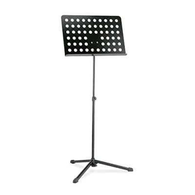 Abbildung von K&amp;M 12179 Orchesternotenpult Schwarz Notenständer von 61 108 cm ausziehbar klappbare, gelochte Notenplatte