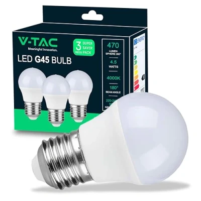 Abbildung von V TAC 3x LED Glühbirne E27 G45 4,5W (entspricht 40W) 3er Pack 470 Lumen Glühlampen Energiesparlampe Licht 4000K Neutralweiß