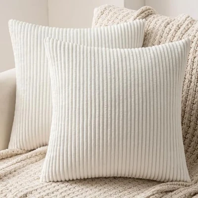 Abbildung von MIULEE 2er Set Weihnachten Kissenbezüge Kord Kissenhülle Dekorative Kissenbezug Sofakissen Couchkissen Dekokissen Zierkissenbezug Deko mit Verstecktem Reißverschluss 40x40 cm Reines Weiß