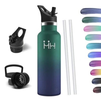 Abbildung von HoneyHolly Trinkflasche Edelstahl, 750 ML BPA Frei, Thermosflasche, Auslaufsichere Isolierflasche Doppelwandig, Wasserflasche, Thermoskanne, mit Strohhalm, Kohlensäure Geeignet