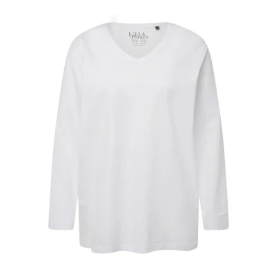 Abbildung von Ulla Popken Damen Basic v shirt, Langarmshirt, Schneeweiß, 46 48 EU