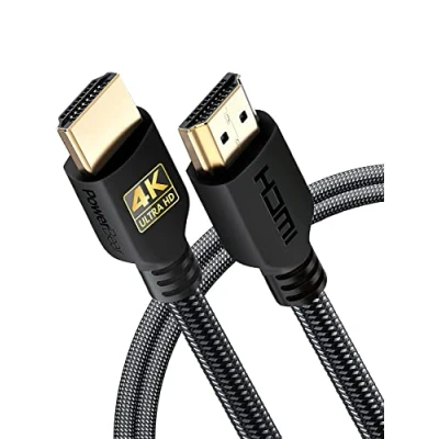 Abbildung von PowerBear 4K HDMI Kabel 2m 18Gbps Hochgeschwindigkeit Kabel, geflochtenes Nylon &amp; Goldstecker, @ 60Hz, Ultra HD, 2K, 1080P, ARC CL3 zertifiziert für Laptop, Monitor, PS5, PS4 mehr