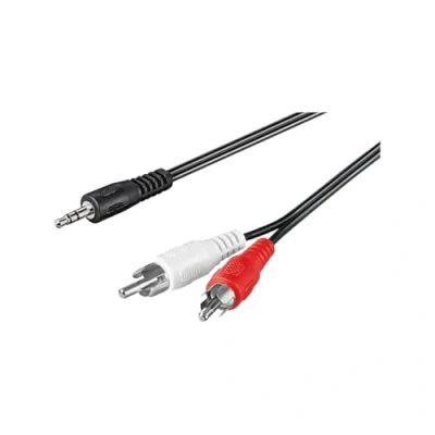 Abbildung von Goobay 50018 3,5mm Klinke / Cinch Adapterkabel für Kopfhörerbuchsen an RCA 3 polig Stereo 3,5 mm Stecker auf 2x Schwarz 1,5m