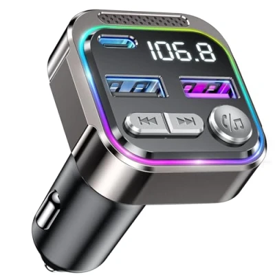 Abbildung von GizmoVine Bluetooth Adapter Auto, FM Transmitter, Car Radio Zigarettenanzünder, USB C QC PD 36W, Freisprecheinrichtung für 12V 24V Bloototh Stecker KFZ Handy Autoradio, MP3 Musik Player