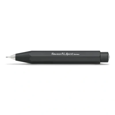 Abbildung von Kaweco AL SPORT Druckbleistift Black 0.7 mm HB I Mechanischer Bleistift aus hochwertigem Aluminium in seidenglänzender Optik Druck nachfüllbar Schwarz Druckminenbleistift 10,5 cm