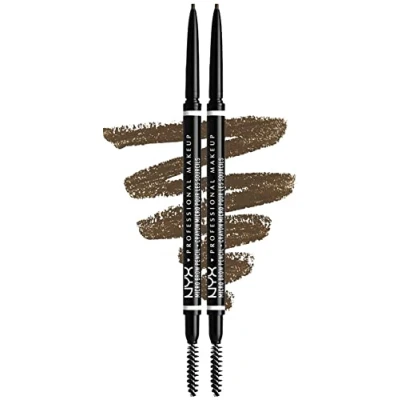 Abbildung von NYX Professional Makeup Micro Brow Pencil Doppelpack, Doppelseitig mit ausdrehbarem Augenbrauenstift und Bürstchen, Vegane Formel, Farbton: Ash Brown