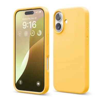Abbildung von elago Premium Liquid Silikon Hülle Kompatibel mit iPhone 16 Hülle, Ganzkörper Handyhülle, Stoßfest, Schlanke Kratzfester weicher Mikrofaser Innenfutter, 6.1 Zoll (Sunshine)