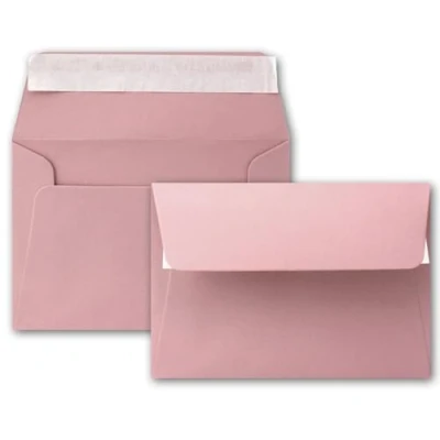 Abbildung von 75x Brief Umschläge B6 Altrosa 12,5 x 17,5 cm Haftklebung 120 g/m² breite edle Verschluss Lasche hochwertige Einladungs