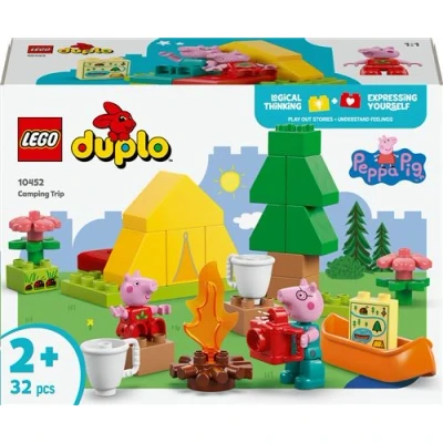 Abbildung von LEGO DUPLO Peppa Wutz Campingausflug Lernspielzeug für Jungen und Mädchen ab 2 Jahren inkl. EIN Zelt, Kanu, Lagerfeuer Minifiguren Motorikspielzeug, Sortieren nach Farben 10452