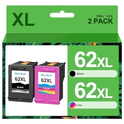Abbildung von HALLOLUX 62 Druckerpatronen XL Multipack Tintenpatronen Kompatibel für HP 62XL Schwarz und Farbe Patronen Envy 5540 5544 5545 5548 5640 5646 7640 OfficeJet 200 5740 5742 5744 (2er Pack)