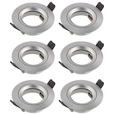Abbildung von SEBSON Einbaustrahler rund Alu gebürstet 6er Pack, Einbaurahmen Lochdurchmesser 65mm, Decken Spot inkl. GU10 Fassung für LED/Halogen