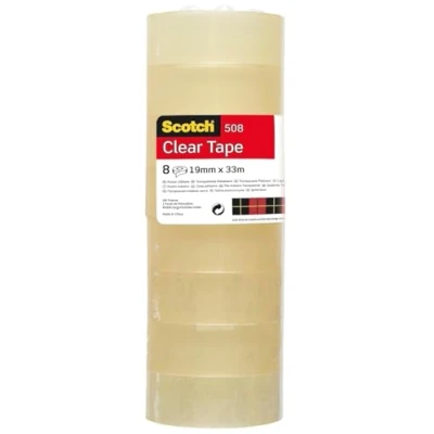 Abbildung von Scotch Transparentes Klebeband 508 8 Rollen 19mm x 33m Durchsichtiges Allzweckband für Schule, Heim und Büro