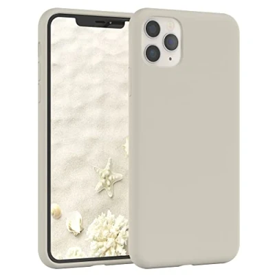 Abbildung von EAZY CASE Premium Silikon Handyhülle kompatibel mit iPhone 11 Pro Max, Slimcover Kameraschutz und Innenfutter, Silikonhülle, Schutzhülle, Bumper, Handy Case, Hülle, Softcase, Taupe