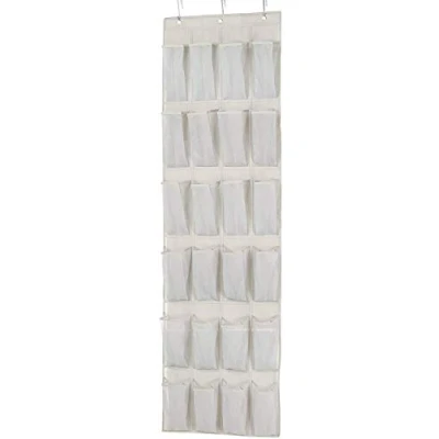 Abbildung von Amazon Basics Organizer über der Tür für Schuhe, Medium, 24 Paar, Beige/Hellgrau