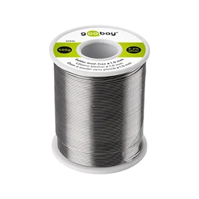 Abbildung von goobay 40846 Lötzinn bleifrei ø 1mm Lötdraht mit Flussmittel, 0.3 % Silber &amp; 0.7 Kupfer, 217 C Schmelzpunkt, Löt Zinn bleifreies Löten, 500g