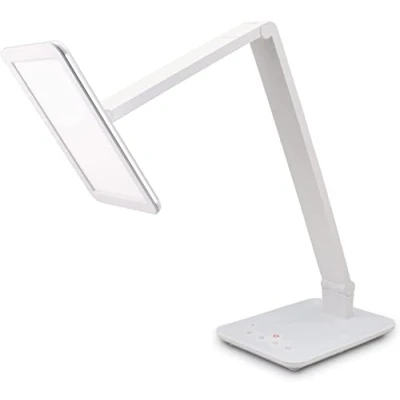 Abbildung von FeinTech LTL00100 LED Schreibtisch Lampe Lichtfarbe warmweiß bis kaltweiß dimmbar 550 lm, Aluminium, ABS Kunststoff, Acrylglas, weiß, 37 x 15 43.5 cm