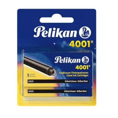Abbildung von Pelikan 330860 Tintenpatronen 4001 Brilliant Schwarz, 2 Etuis mit 5 Großraum Patronen