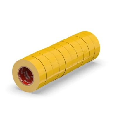 Abbildung von ERKO Isolierband Gelb 15mm x 10m PVC Set 10 Stück Elektrische Leitungen Reparatur, Hochflexibel mit starker Klebekraft, Chemiebeständig, Wasserfest, Klebeband