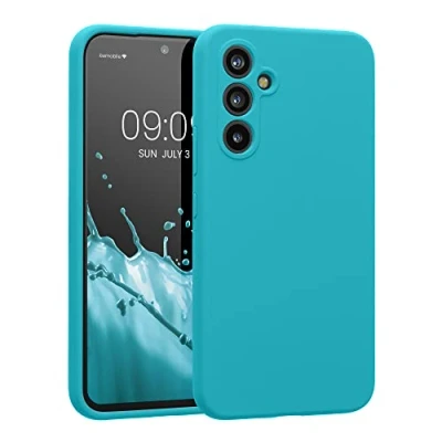 Abbildung von kwmobile Hülle kompatibel mit Samsung Galaxy A54 5G Case gummiert Silikon Handyhülle Schutzhülle Cool Glacier