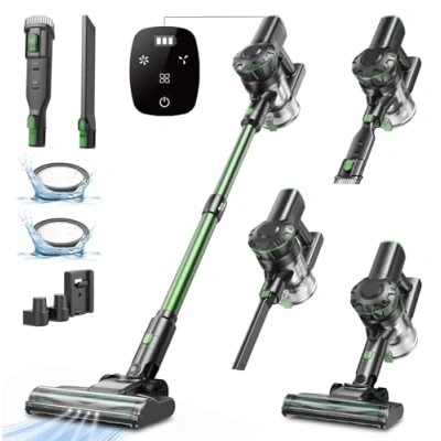 Abbildung von Vexilar Akku Staubsauger 40KPa, Kabellos mit HyperMotor™ 500W Bürstenloser Motor, Akkustaubsauger 50min Laufzeit, Kabelloser Berührungsbildschirm für Hartboden Teppich