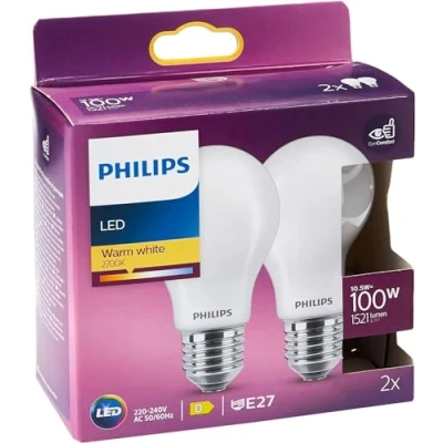 Abbildung von Philips LED Classic E27 Filament Lampen (100 W), matte mit warmweißem Licht, energiesparende Beleuchtung langer Nutzlebensdauer