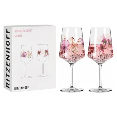 Abbildung von RITZENHOFF 3461004 Aperitifglas 500 ml 2er Set Serie Sommersonett Nr. 4, 2 Stück, Pflanzenmotiv Made in Germany