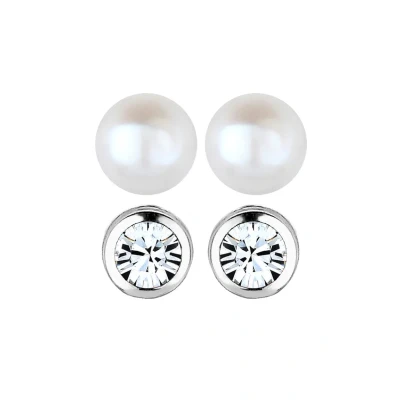 Abbildung von Elli Ohrringe Damen Ohrstecker Set Basic mit Süßwasserzuchtperle und Kristall in 925 Sterling Silber