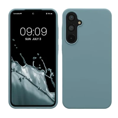 Abbildung von kwmobile Hülle kompatibel mit Samsung Galaxy A55 5G Silikon Handy Case Handyhülle weiche Oberfläche kabelloses Laden Antique Stone