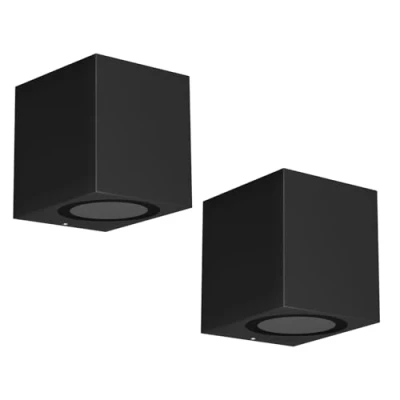 Abbildung von ledscom.de 2 Stück Wandleuchte ALSE für außen, IP54, Downlight, schwarz matt, eckig, 1x GU10 max. 35W