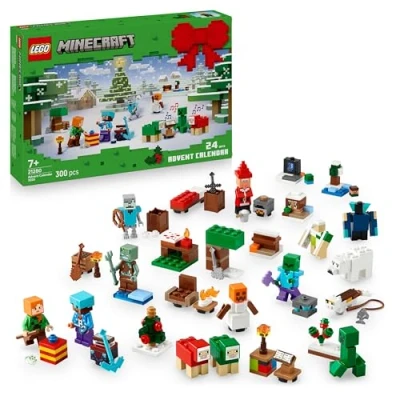 Abbildung von LEGO Minecraft Adventskalender 2025 Weihnachten Spielzeug für Jungen &amp; Mädchen ab 7 Jahren 24 Überraschungen inkl. Minifiguren Mini Modellen Kinder Spielset Gaming Geschenk zum Advent 21280