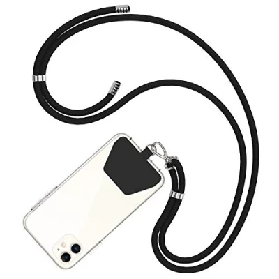 Abbildung von COCASES Handykette Universal zum Umhängen Handyband aus Nylon kompatibel mit jeden Smartphones, Handy Kette Umhängenband Kordel (Schwarz)