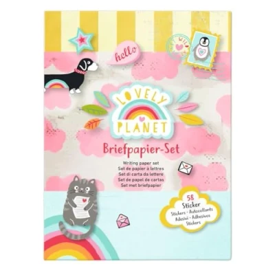 Abbildung von moses. Lovely Planet Briefpapier Set Briefbögen, Briefumschläge und bunte Sticker in praktischer Aufbewahrungsmappe, Utensilien für Brief FreundInnen, Geschenk zur Einschulung, Kindergeburtstag