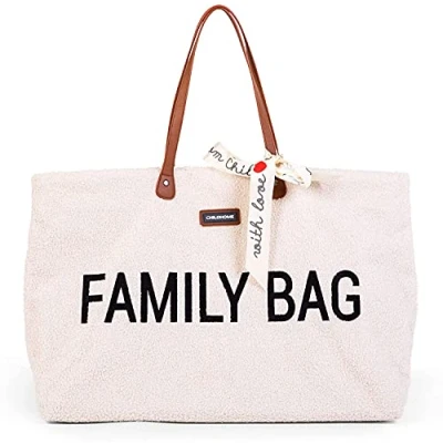 Abbildung von Childhome, Family Bag, Wickeltasche, Reisetasche/Wochenendtasche, Großes Fassungsvermögen, inkl. abnehmbarer Tasche, Teddy Ecru