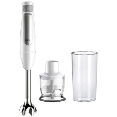 Abbildung von Braun MultiQuick 7 MQ 7020 WH 2 in 1 Stabmixer mit 350 ml Zerkleinerer, stufenlose Geschwindigkeitseinstellung, 1000 W, Weiß