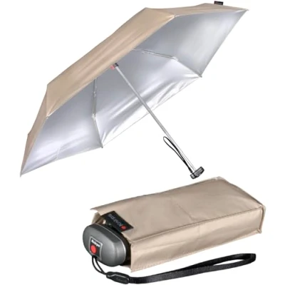 Abbildung von Knirps mini Taschenschirm Travel mit UV und Hitze Schutz Silver Heatshield beige