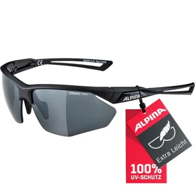 Abbildung von ALPINA NYLOS HR Verspiegelte und Bruchsichere Sport &amp; Fahrradbrille Mit 100% UV Schutz Für Erwachsene, black, One Size