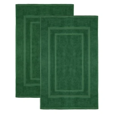 Abbildung von NatureMark 2er Pack Badvorleger Badematte Premium Qualität 100% Baumwolle 50 x 80 cm Duschvorleger Duschmatte Doppelpack Farbe: Dunkel grün