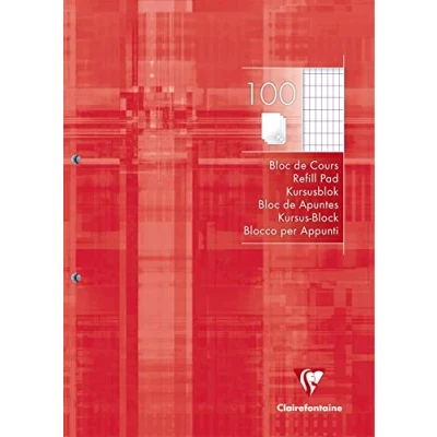 Abbildung von Clairefontaine 5813C Kursusblock (mit 100 Blatt,, rautiert mit Rand, DIN A4, 21 x 29,7 cm, ideal für die Schule) 1 Stück weiß
