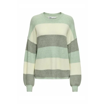 Abbildung von ONLY Onlatia LS Stripe Strickpullover, Damen, Größe: XS, Silt green