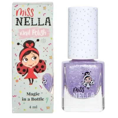 Abbildung von Miss Nella Sparkly Zebra abziehbarer Nagellack speziell für Kinder, lila Glitzer, Peel Off Formel, ungiftig, wasserbasiert und geruchsneutral