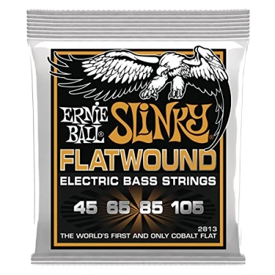 Abbildung von Ernie Ball Hybrid Slinky Flatwound E Bass Saiten, Stärke 45 105