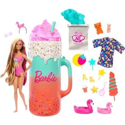 Abbildung von Barbie Pop Reveal Rise &amp; Surprise Geschenkset über 15 Überraschungen, inklusive 1 Puppe, Strandzubehör, für fruchtig frechen Spielspaß, Kinder ab 3 Jahren, HRK57