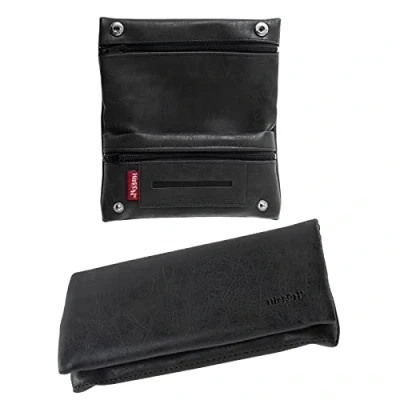 Abbildung von HIBRON Tabaktasche Tabakbeutel leder künstlich für Raucher, Schwarz