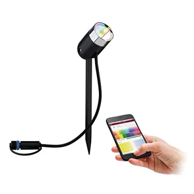 Abbildung von Paulmann 94283 Plug &amp; Shine LED Außenleuchte Zigbee Spot Pike RGBW incl. 1x4,5 Watt dimmbar IP44 Anthrazit Gartenlicht Kunststoff 3000 K