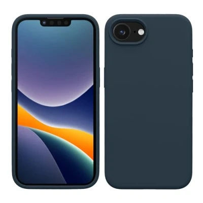 Abbildung von kwmobile Handyhülle für iPhone 16e Hülle, Case Hülle Silikon kabelloses Laden Dunkler Schiefer